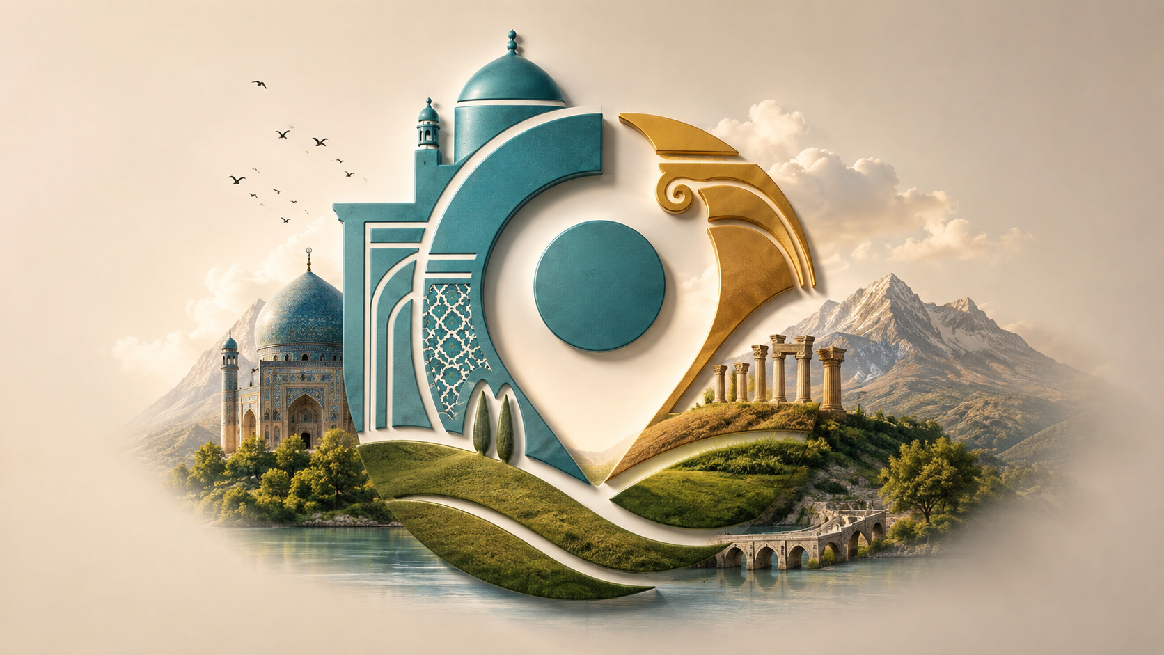 نمایی از معماری و باغهای ایرانی